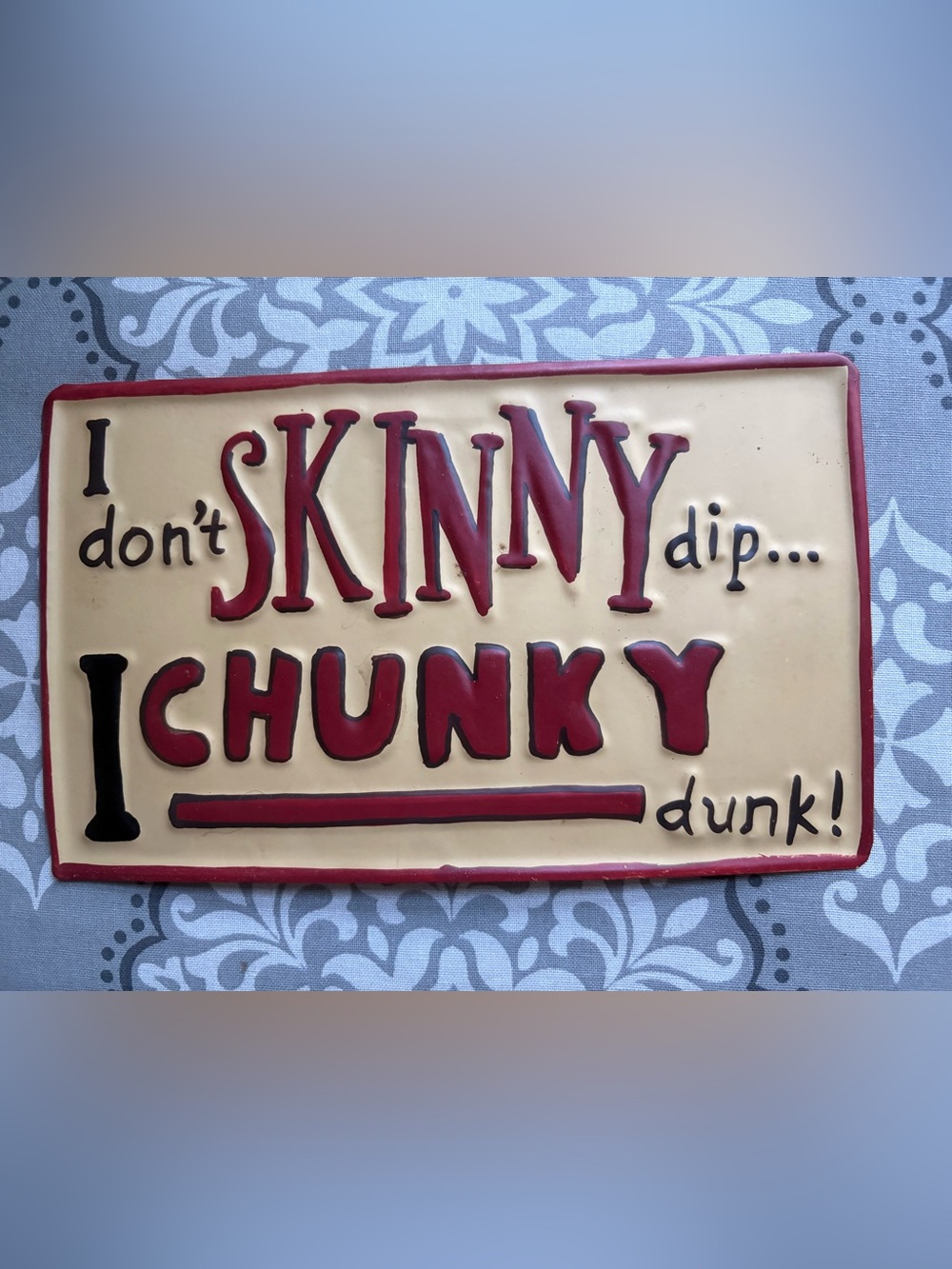 Chunky Dunk Ceramic Wall Plaque - Beige and Red